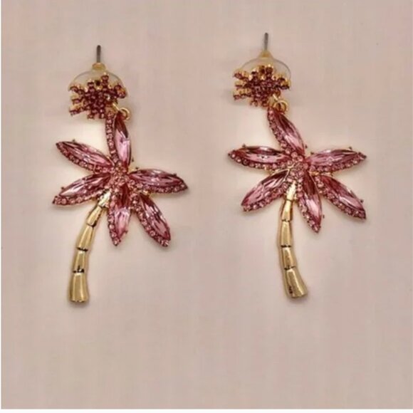 ⭐️❤️ FREE Palm Tree Plant Boho Peasant Rhinestone Hipster Hippie Chic Earrings - Picture 2 of 10